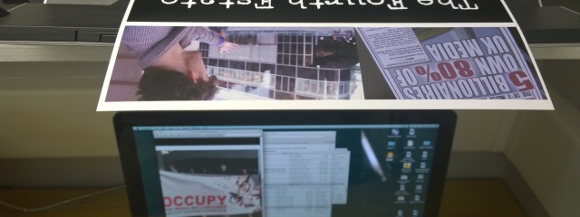The Fourth Estate flyer being printed